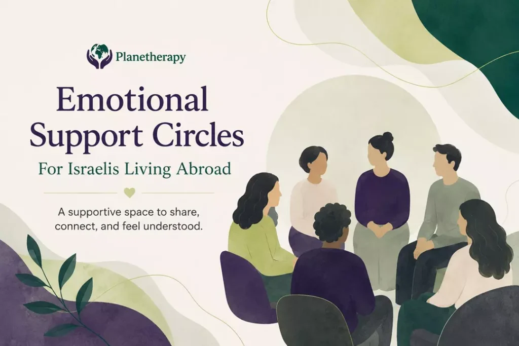 Emotional Support Circles to Israelis living abroad, a group of people talking.